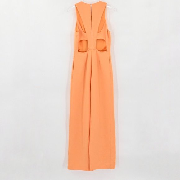 NEW REISS Womens Orange Chey Cut Out Jumpsuit High Waist Wide Leg Pleated Size 8 - Picture 7 of 11